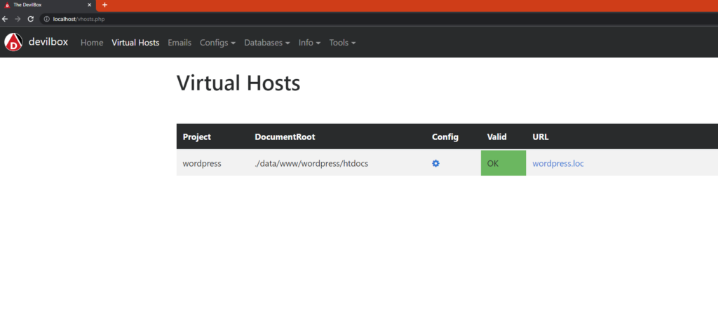 Devilbox virtual hosts